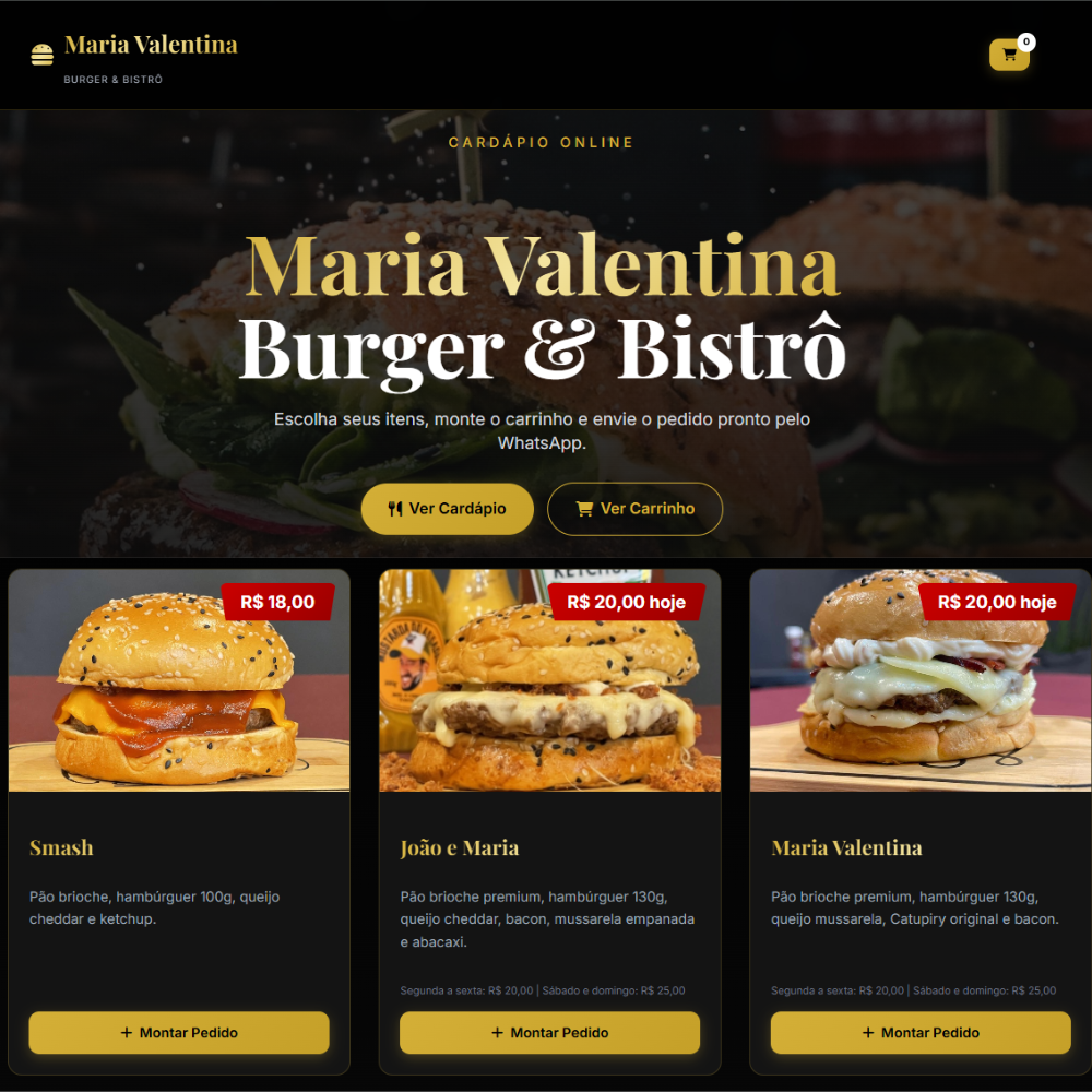 Cardápio digital para hamburgueria