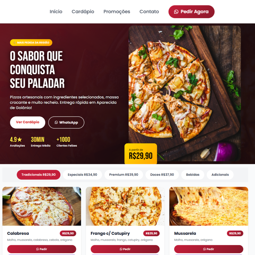 Cardápio digital para pizzaria